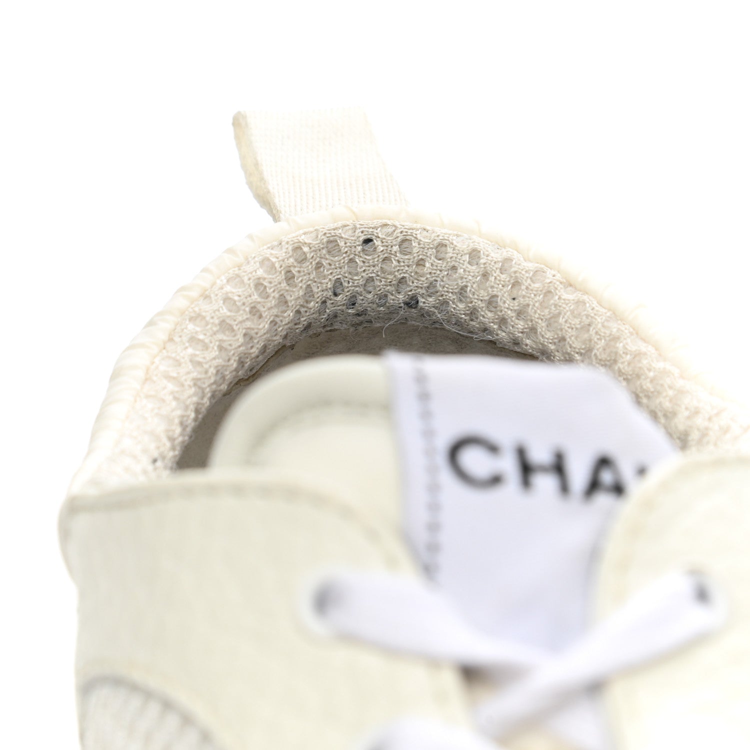 Chanel Calfskin Mesh Lycra Suede Womens Logo Sneakers 39 White 14 of 15