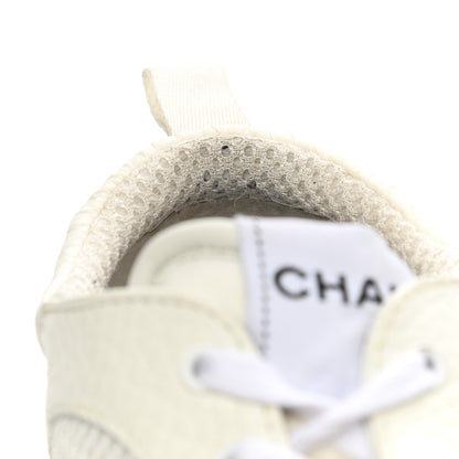 Chanel Calfskin Mesh Lycra Suede Womens Logo Sneakers 39 White 14 of 15