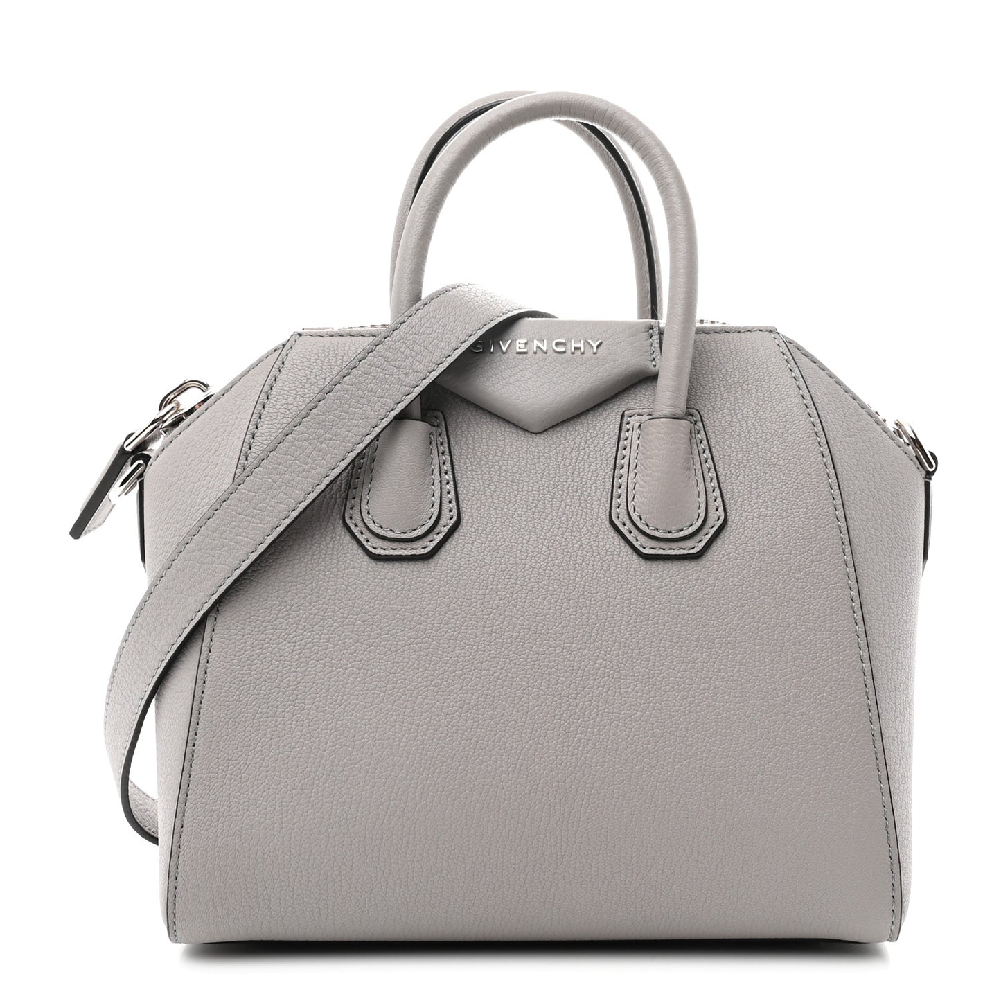 Sugar Goatskin Mini Antigona Pearl Grey