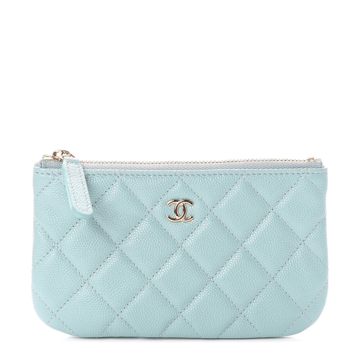Caviar Quilted Cosmetic Case Light Blue