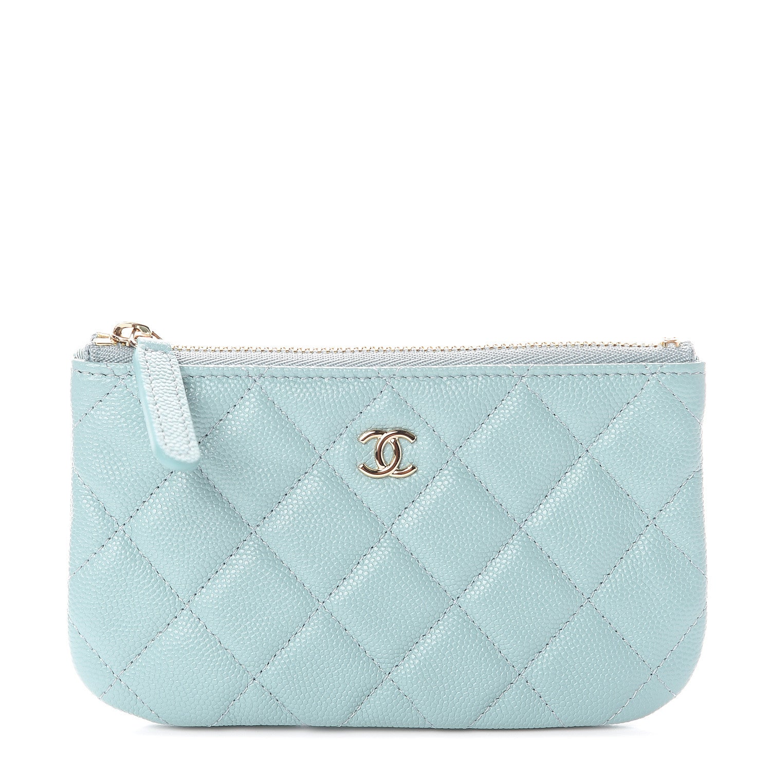 Chanel Caviar Quilted Cosmetic Case Light Blue 1 of 6