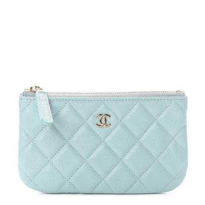 Chanel Caviar Quilted Cosmetic Case Light Blue 1 of 6
