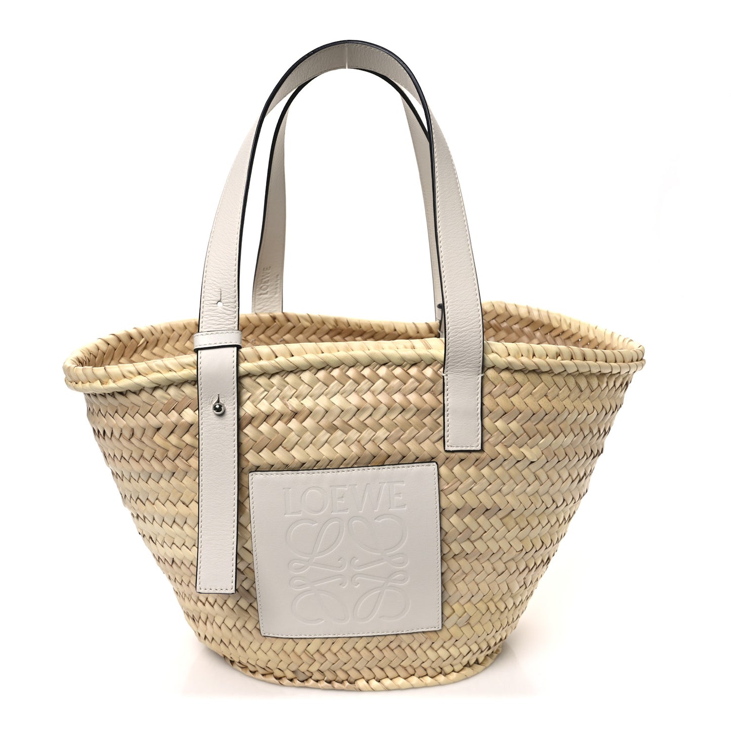 Raffia Small Basket Tote Bag Natural White