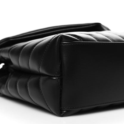 Saint Laurent Calfskin Y Quilted Monogram Monochrome Small Loulou Chain Satchel Black 11 of 13