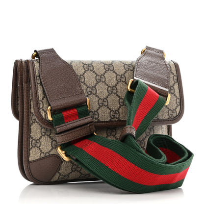 Gucci GG Supreme Monogram Web Small Neo Vintage Double Flap Messenger Bag Beige New Acero 3 of 10