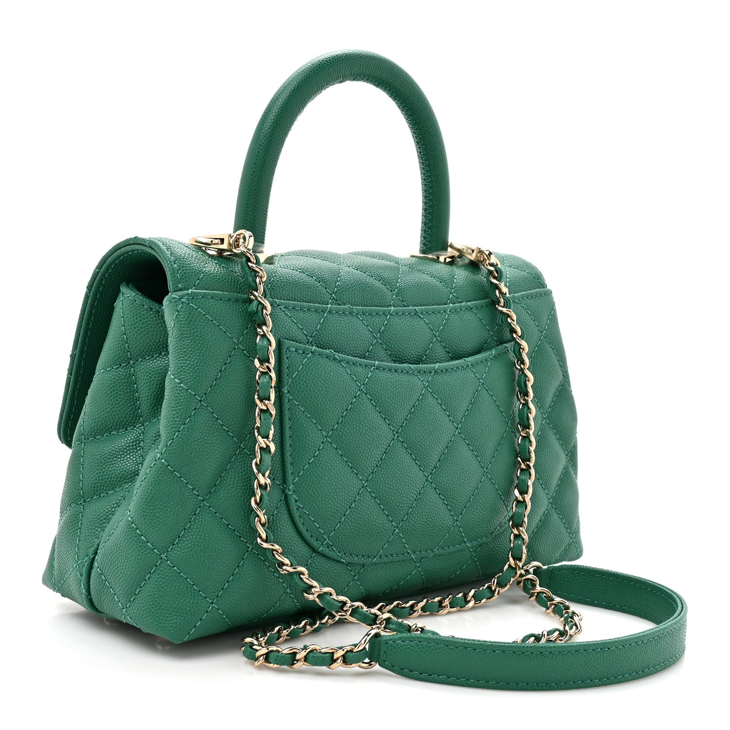 Chanel Caviar Quilted Mini Coco Handle Flap Green 3 of 10