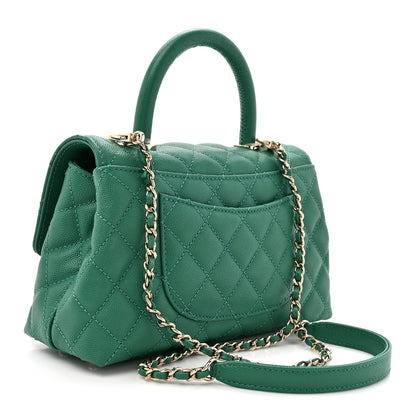 Chanel Caviar Quilted Mini Coco Handle Flap Green 3 of 10