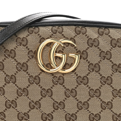Gucci Monogram Matelasse Diagonal Small GG Marmont Chain Shoulder Bag Beige Black 8 of 10