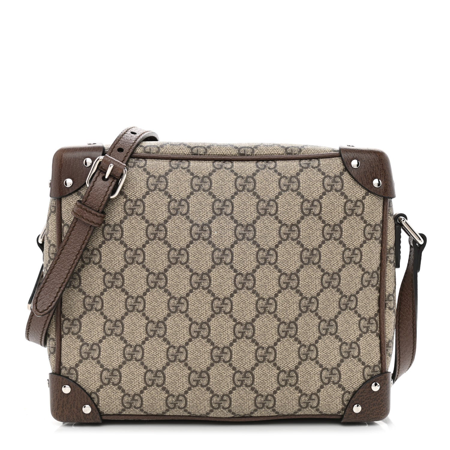 Gucci GG Supreme Monogram Textured Calfskin Square Messenger Bag Beige Ebony New Acero 1 of 10