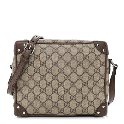 Gucci GG Supreme Monogram Textured Calfskin Square Messenger Bag Beige Ebony New Acero 1 of 10