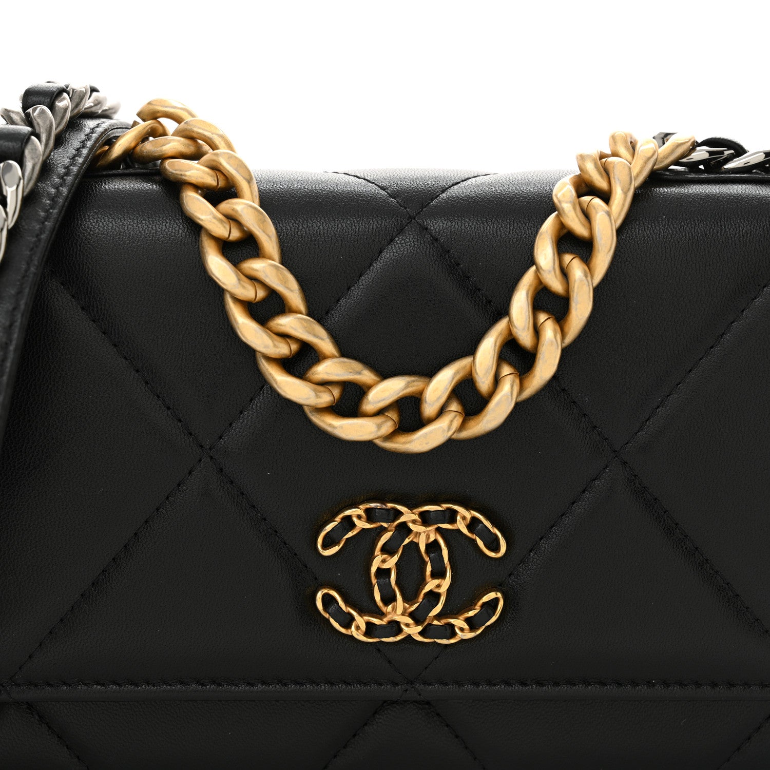 Chanel Lambskin Quilted Chanel 19 Wallet On Chain WOC Black 9 of 13