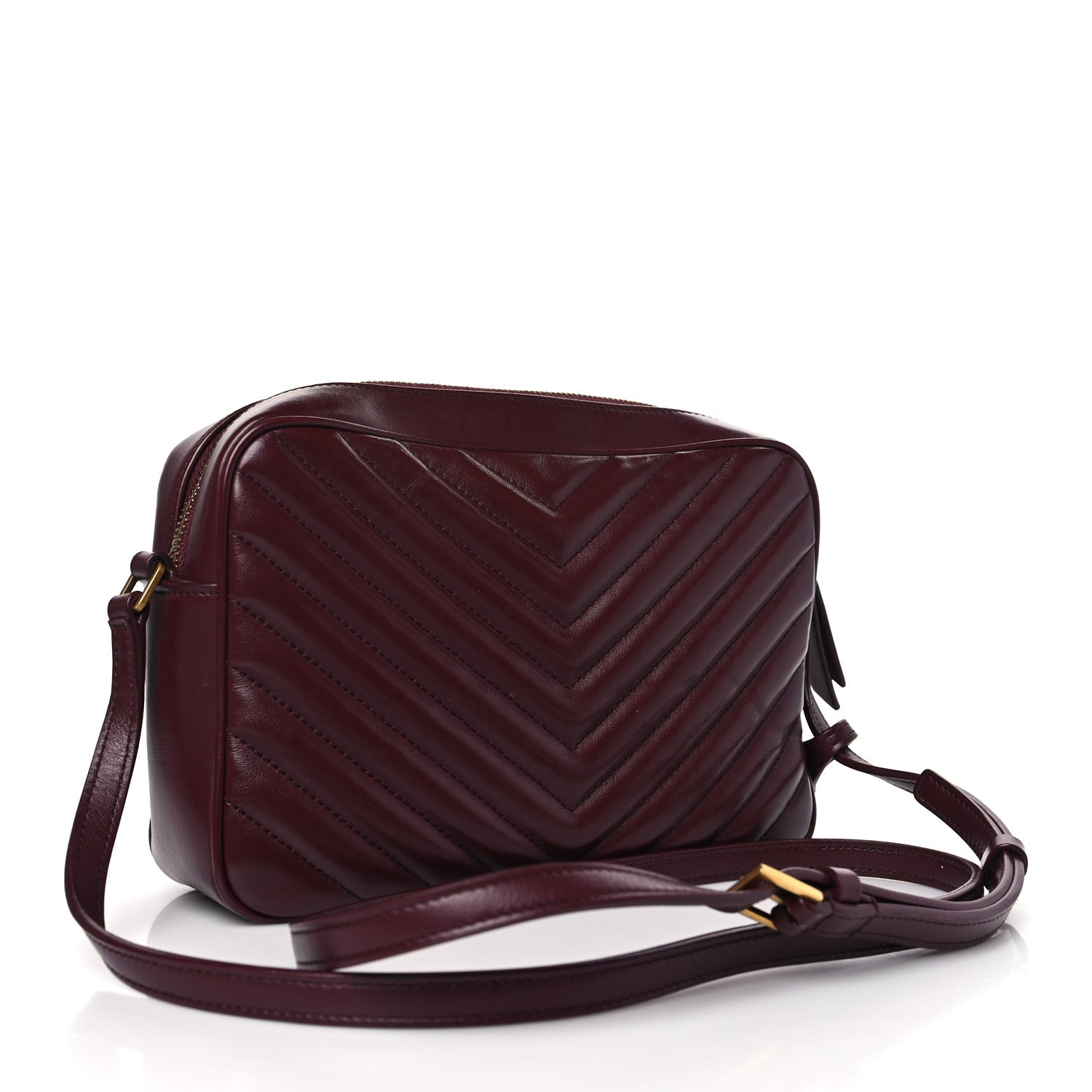 Saint Laurent Calfskin Matelasse Monogram Lou Camera Bag Dark Legion Red 3 of 9