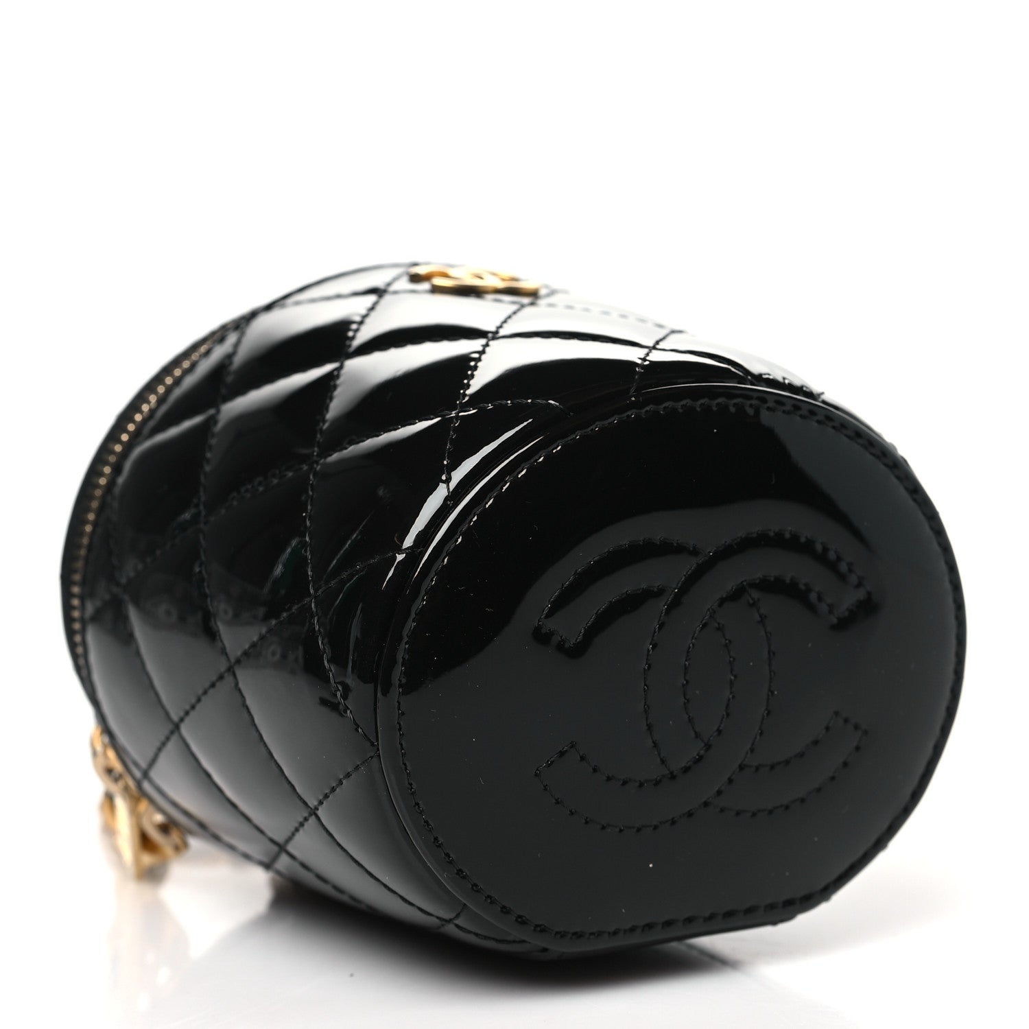 Chanel Patent Quilted Afternoon Tea Top Handle Vanity Case With Chain Black 4 of 11