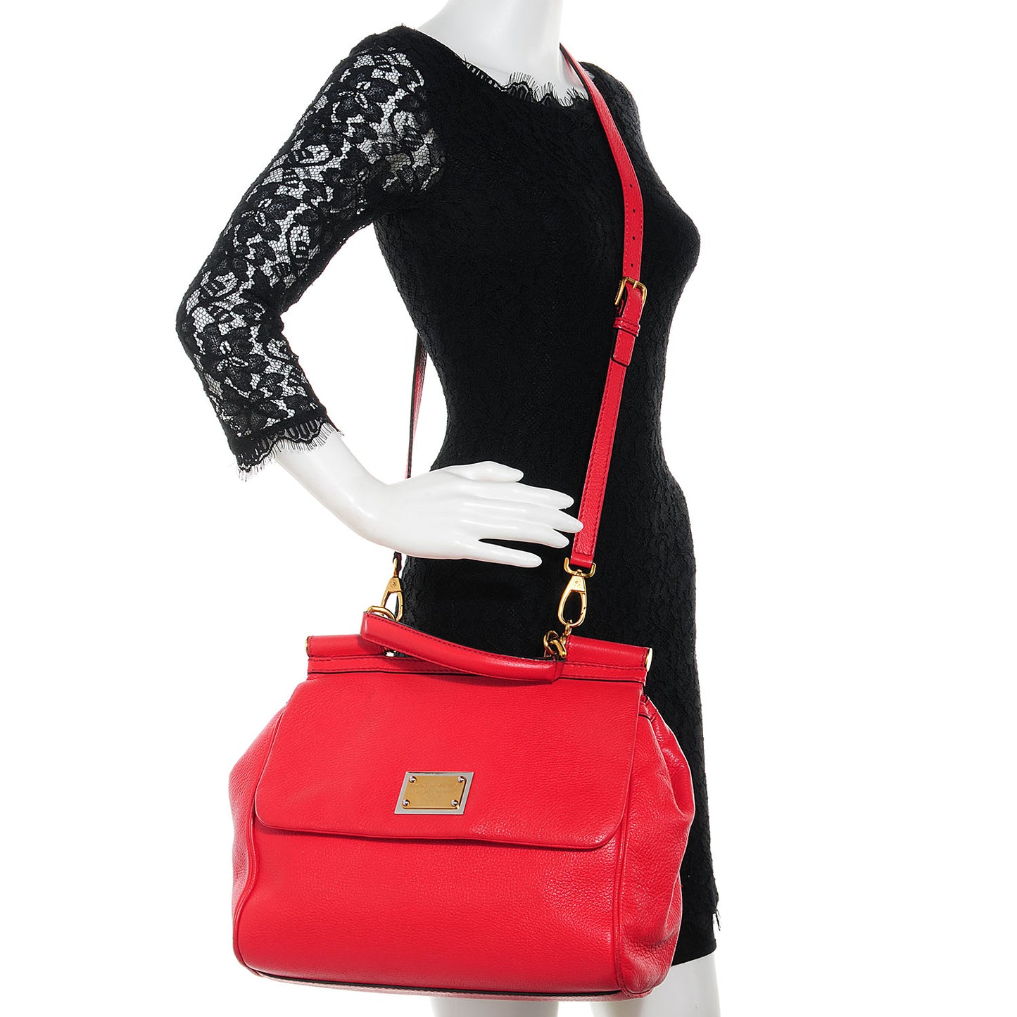 Grained Deerskin Medium Miss Sicily Satchel Red