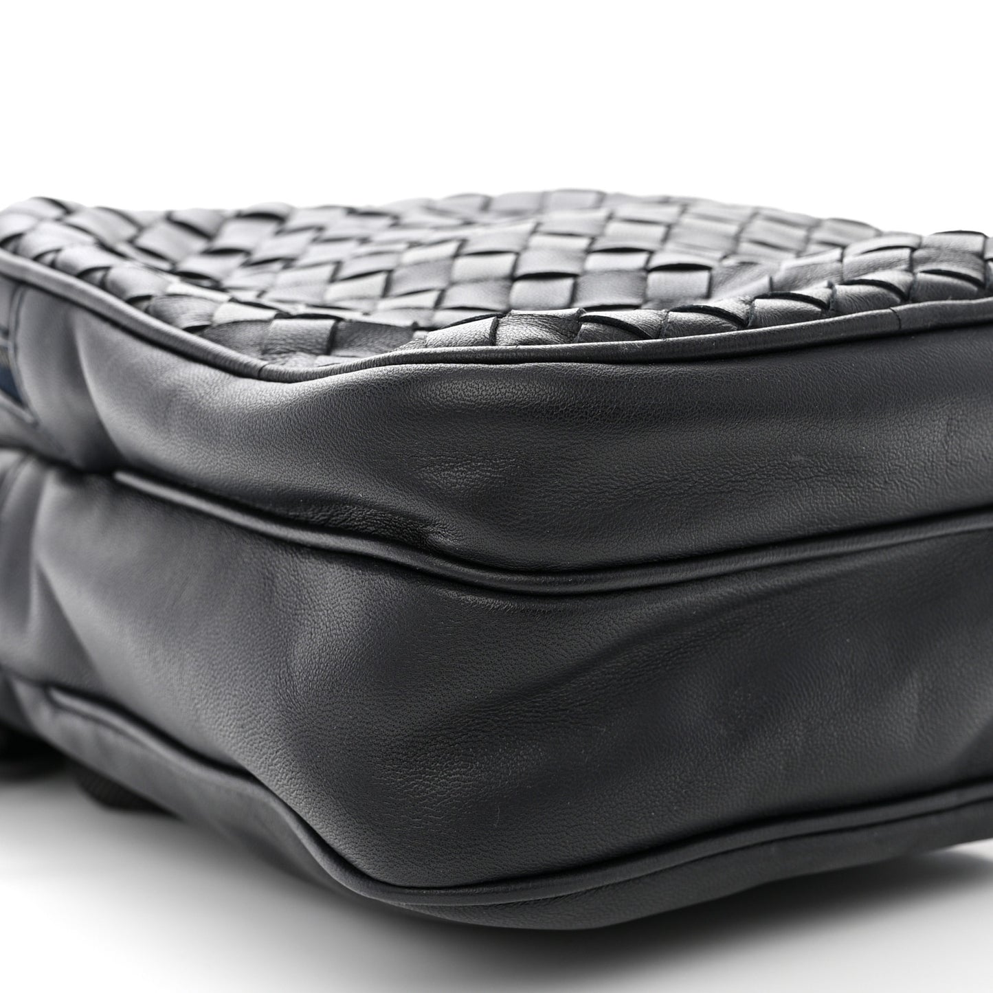 Nappa Intrecciato Crossbody Pouch Navy Black