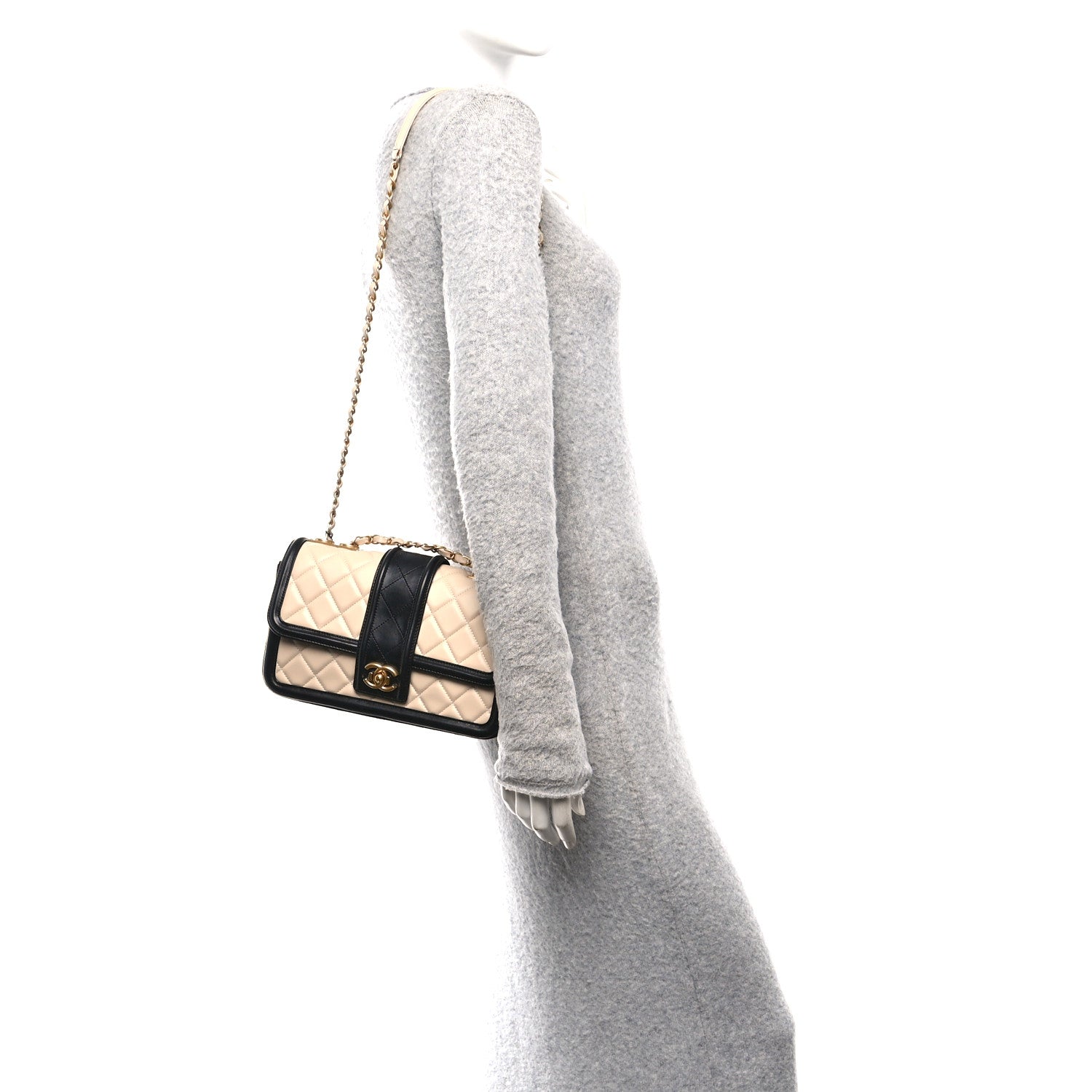 Chanel Lambskin Quilted Medium Elegant CC Flap Beige Black 2 of 11