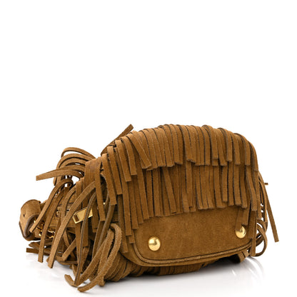 Saint Laurent Suede Calfskin Small Emmanuelle Fringe Bucket Bag Light Ocre 4 of 10