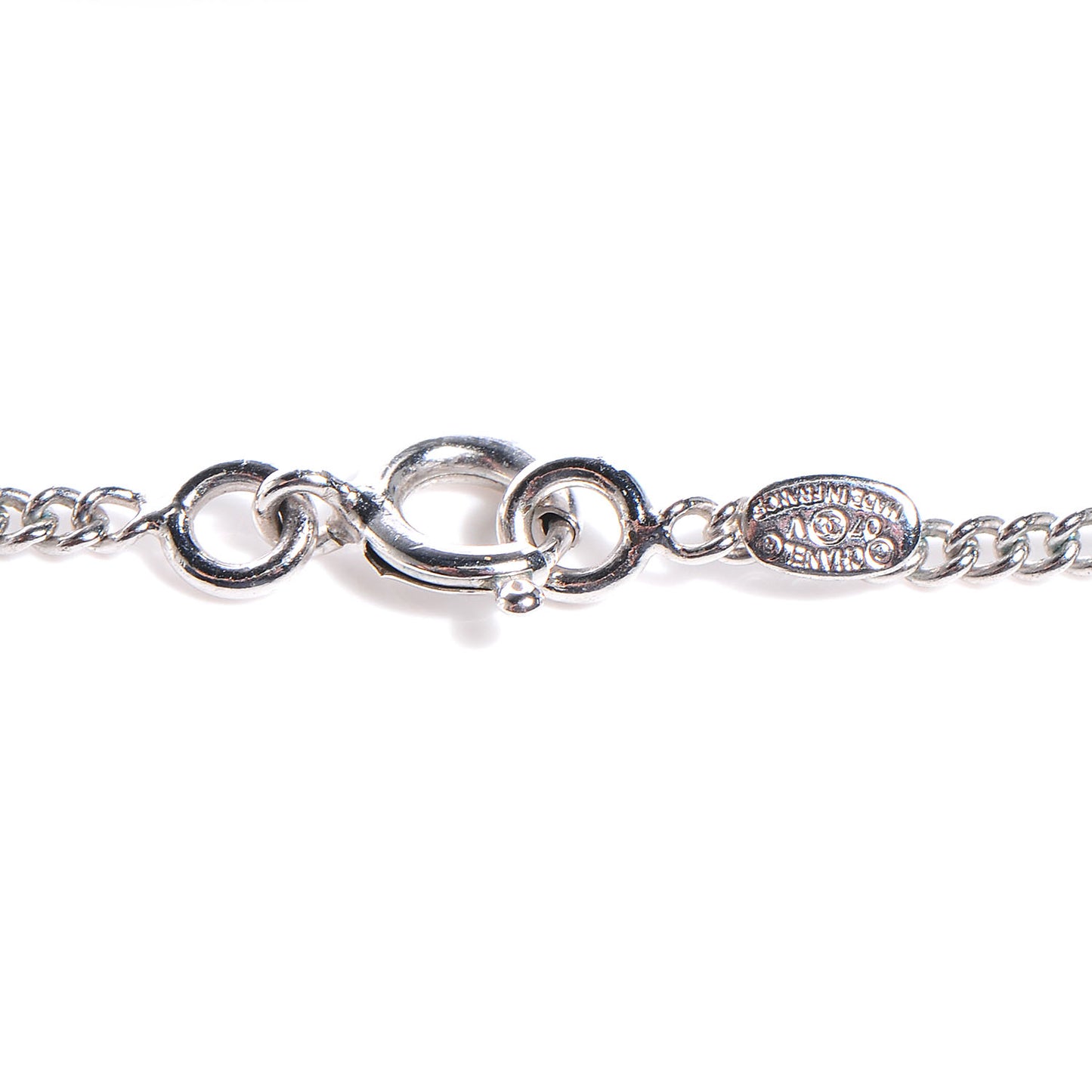 Enamel CC Necklace Black Silver