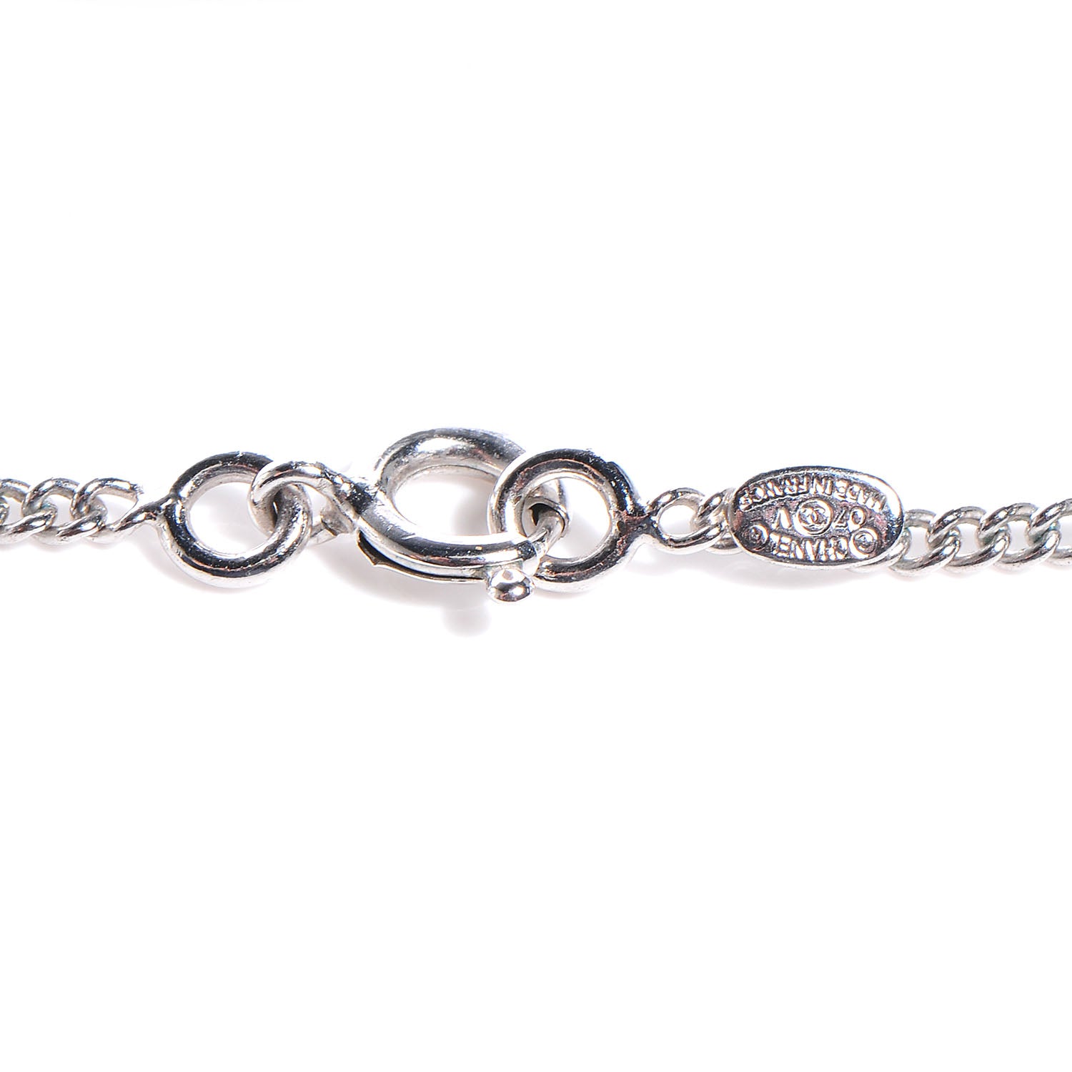Chanel Enamel CC Necklace Black Silver 5 of 6