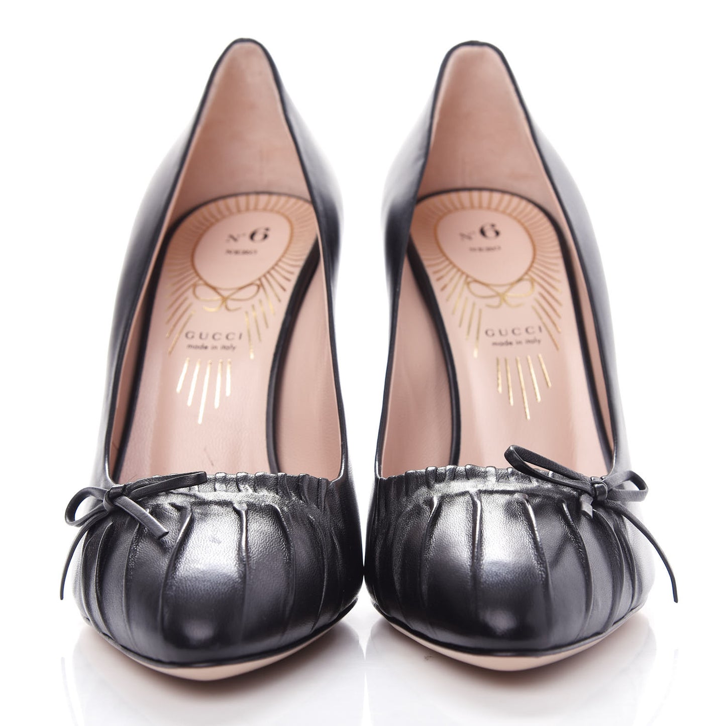 Nappa Bow High Heel Pumps 38 Black