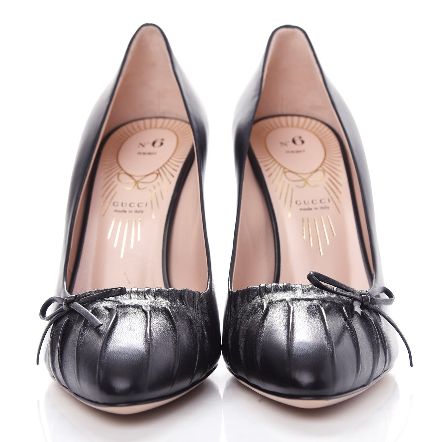 Gucci Nappa Bow High Heel Pumps 38 Black 2 of 11