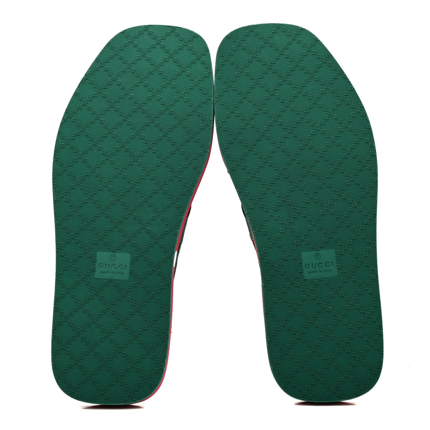 Rubber GG Monogram Perforated Mens Criss Cross Slide Sandals 8 Green
