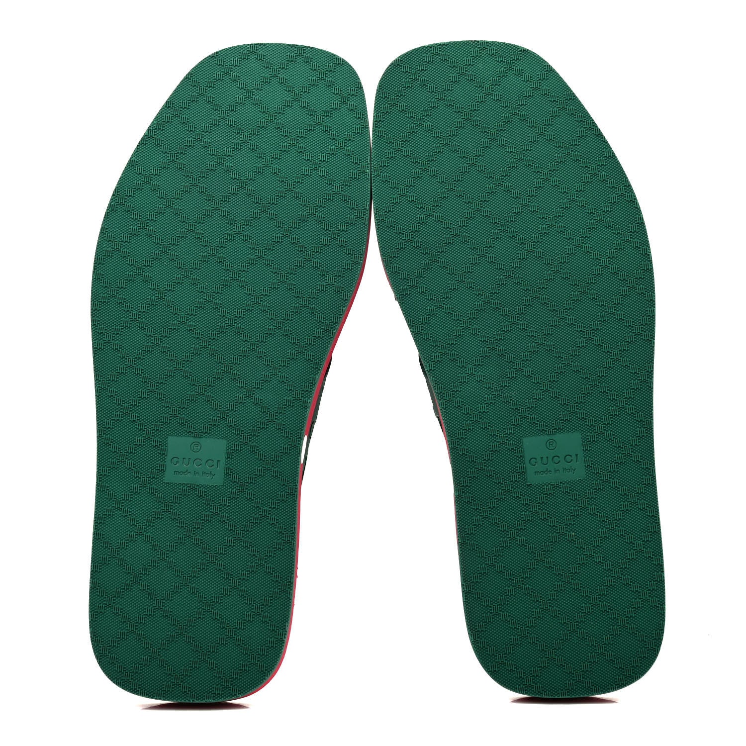 Gucci Rubber GG Monogram Perforated Mens Criss Cross Slide Sandals 8 Green 4 of 4
