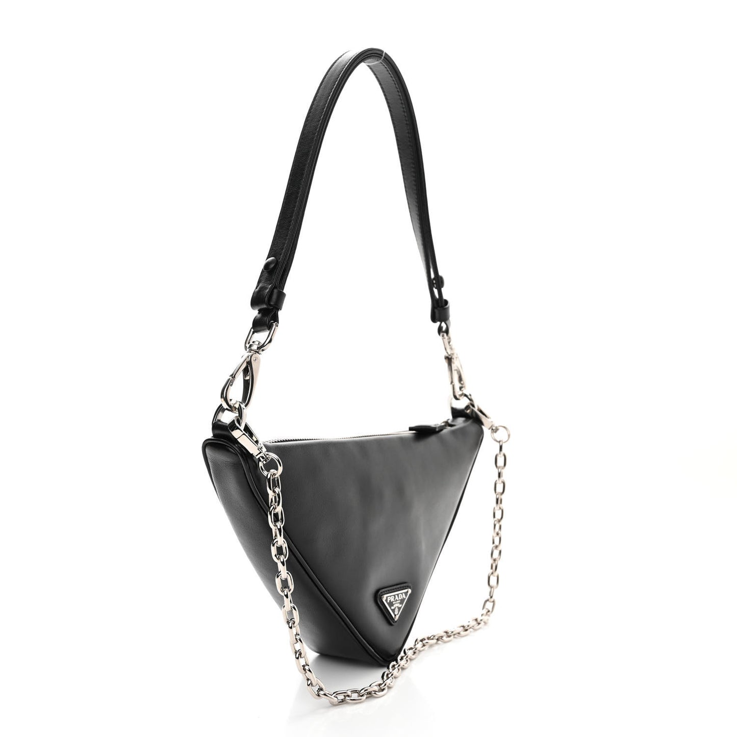 Grace Lux Triangle Logo Embossed Mini Triangle Bag Black