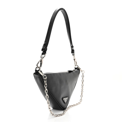 Prada Grace Lux Triangle Logo Embossed Mini Triangle Bag Black 3 of 9