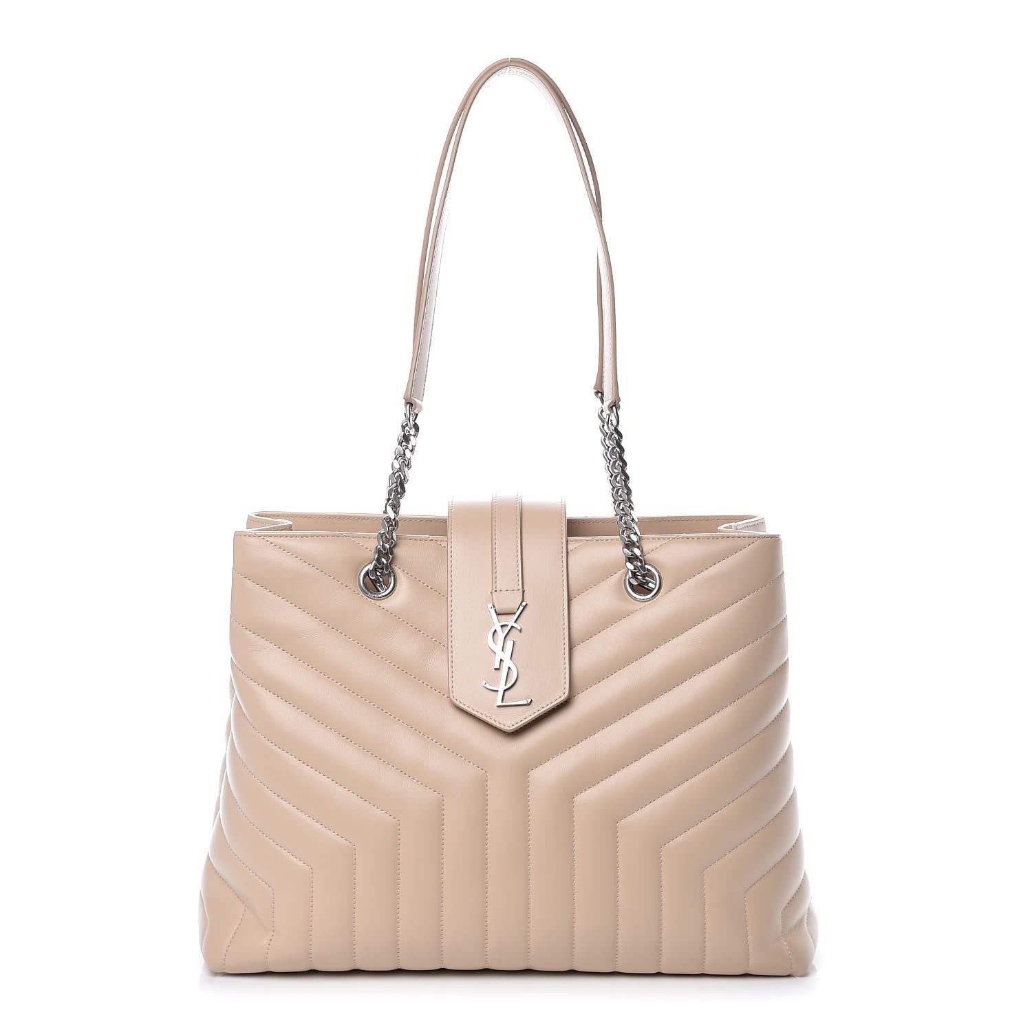 Saint Laurent Calfskin Y Quilted Monogram Large Loulou Shopper Nude Powder 1 of 10