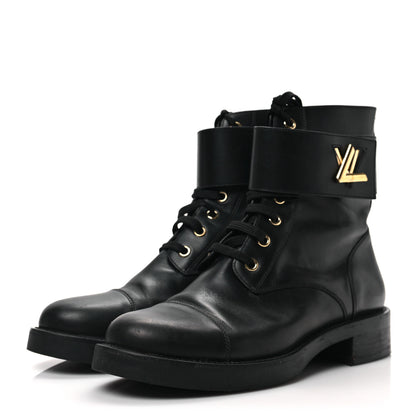 Louis Vuitton Calfskin Wonderland Flat Ranger Boots 39 Black 3 of 6