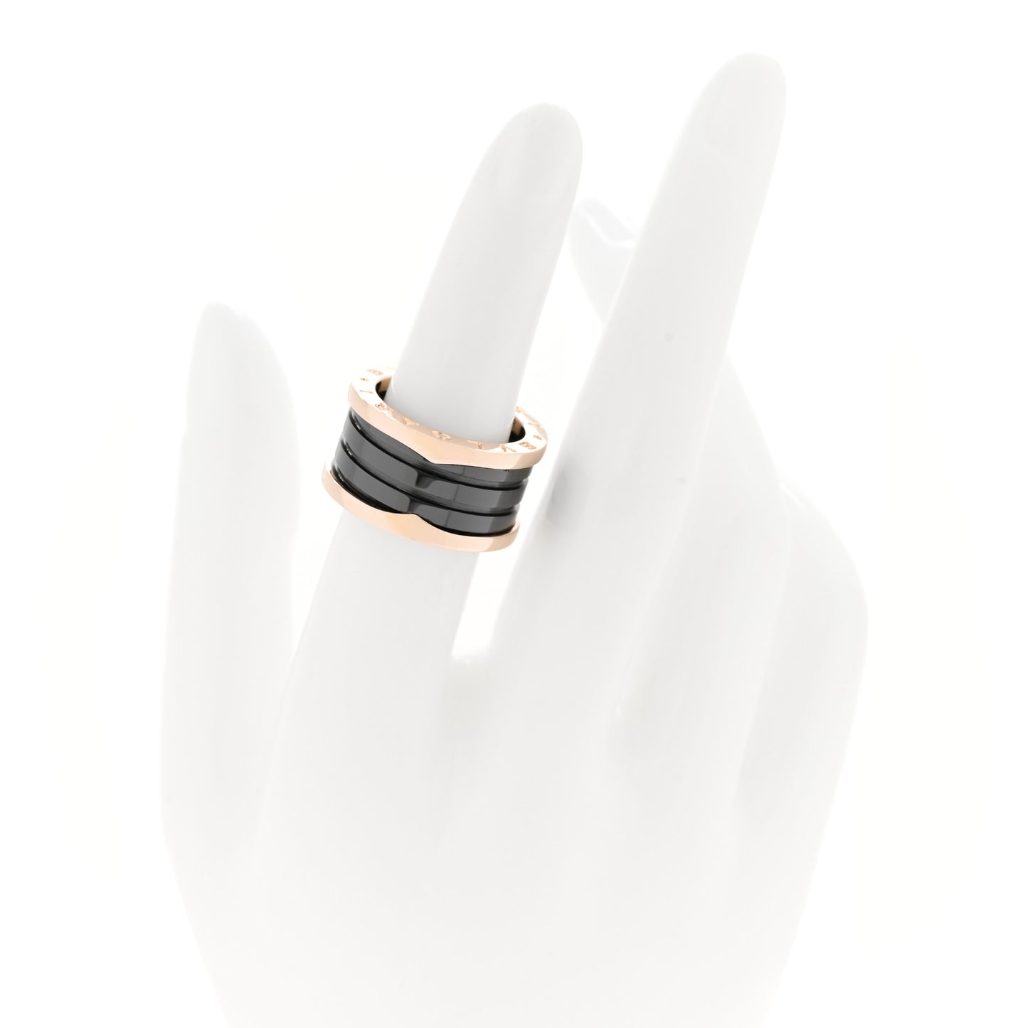 18K Rose Gold Black Ceramic B.Zero1 Four-Band Ring 53 6.25