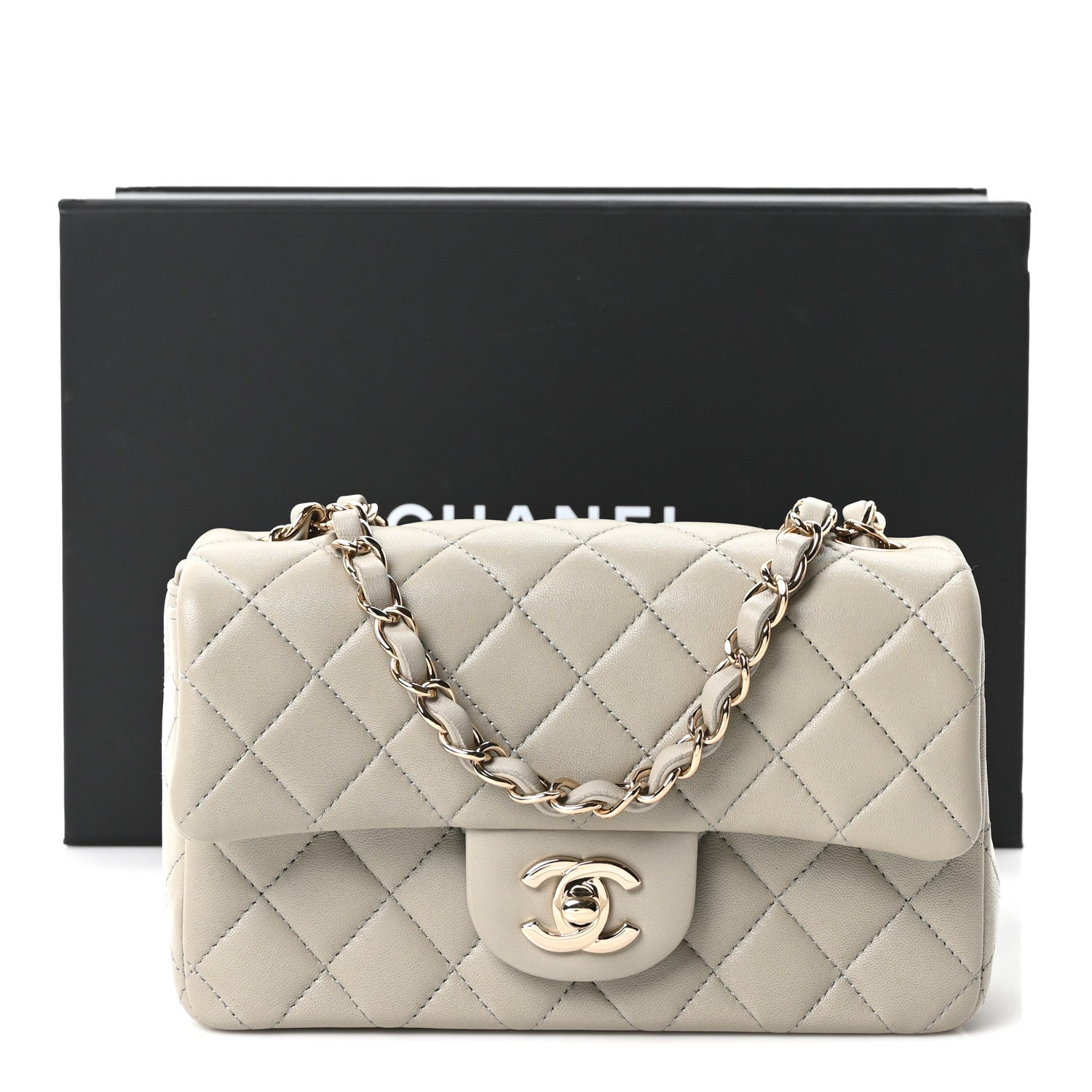 Chanel Lambskin Quilted Mini Rectangular Flap Grey 11 of 11