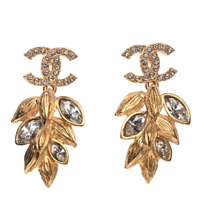 Chanel Crystal Sparkling Wheat CC Earrings Gold 1 of 4