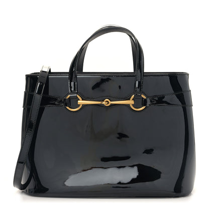 Gucci Patent Medium Bright Bit Top Handle Tote Black 1 of 10