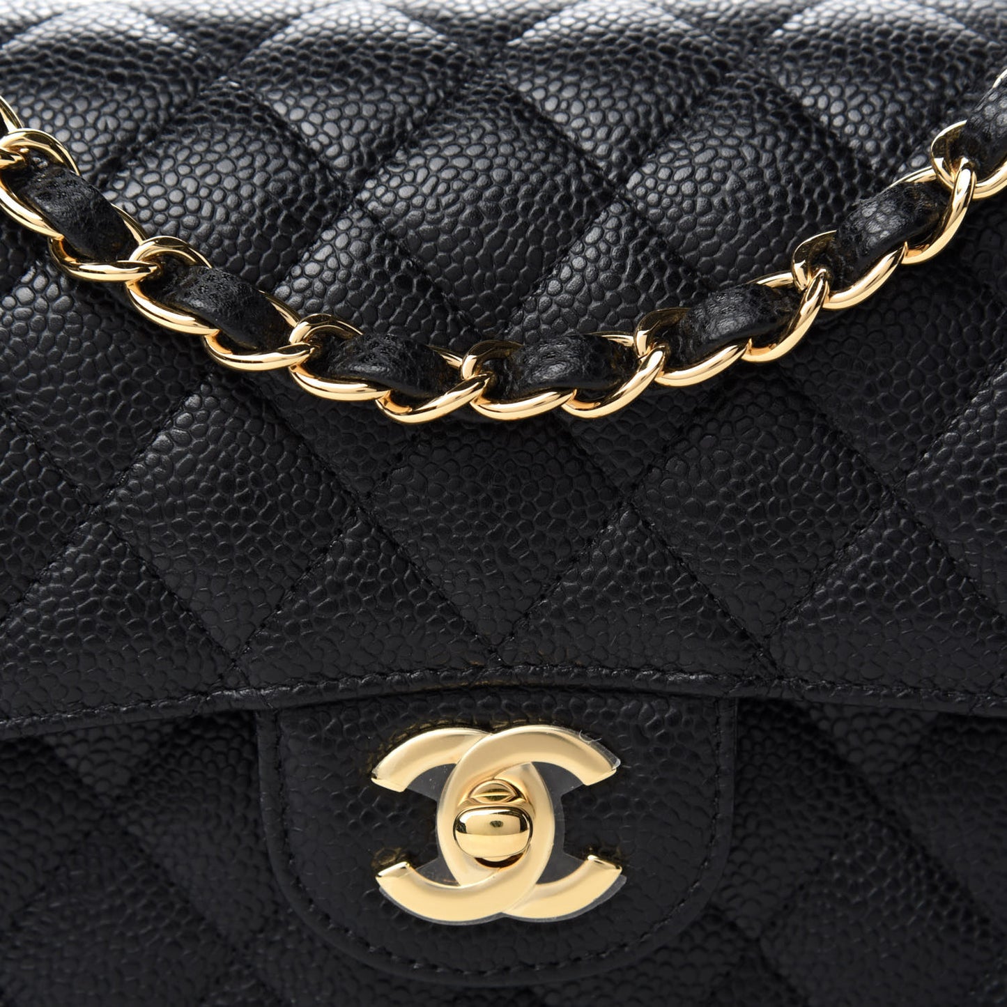 Caviar Quilted Small Double Flap Black