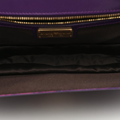 Salvatore Ferragamo Printed Calfskin Vara Bow Chain Flap Crossbody Purple 5 of 9