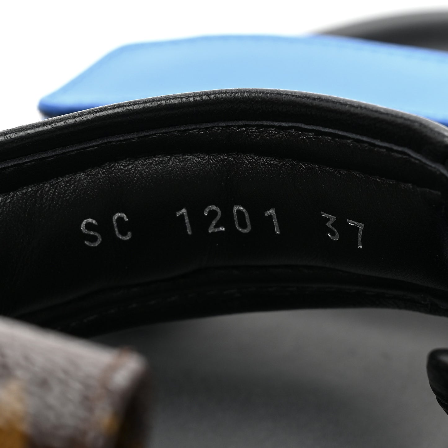 Calfskin Monogram Pool Pillow Flat Comfort Sandals 37 Blue