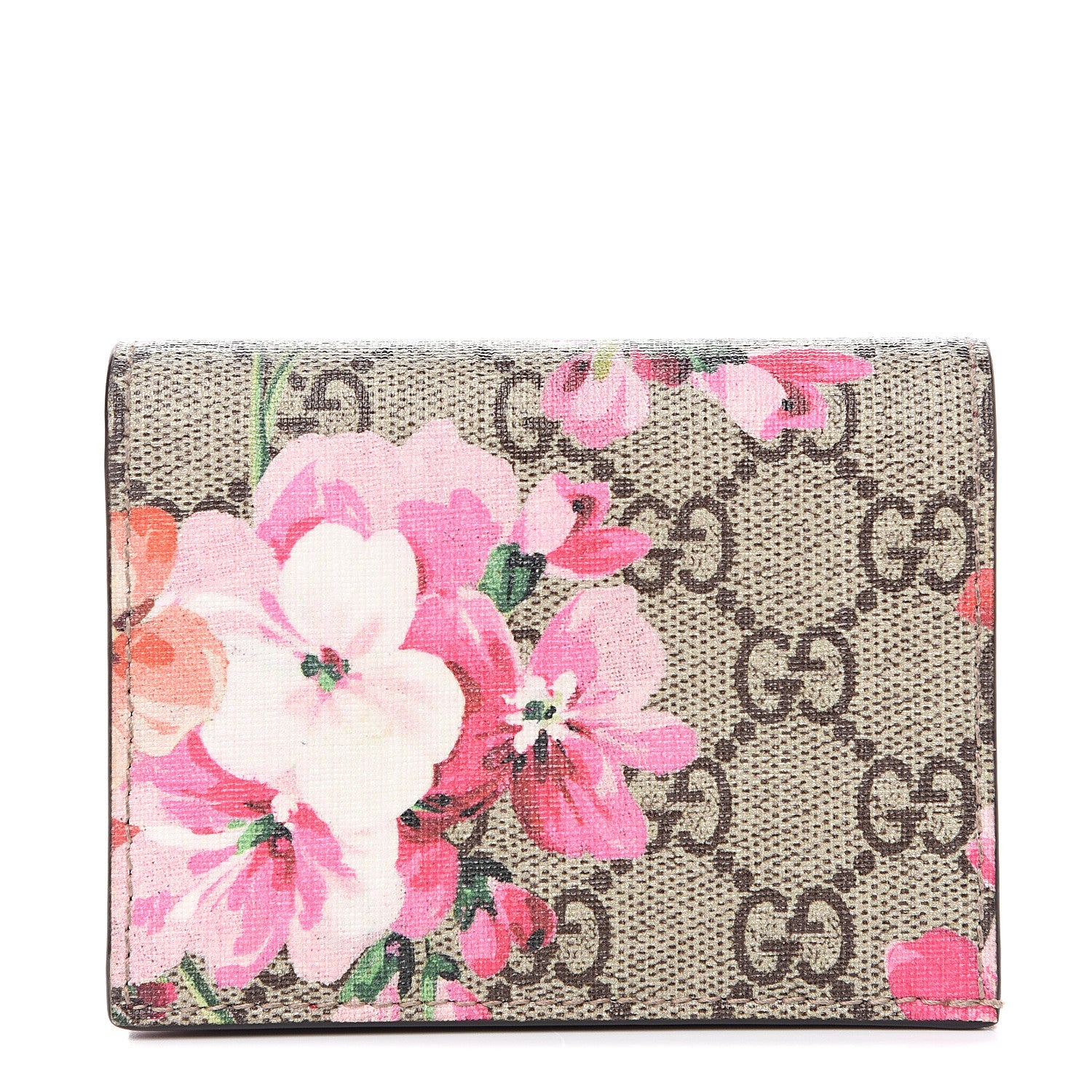 Gucci GG Supreme Monogram Blooms Card Case Beige Multicolor Dry Rose 1 of 8