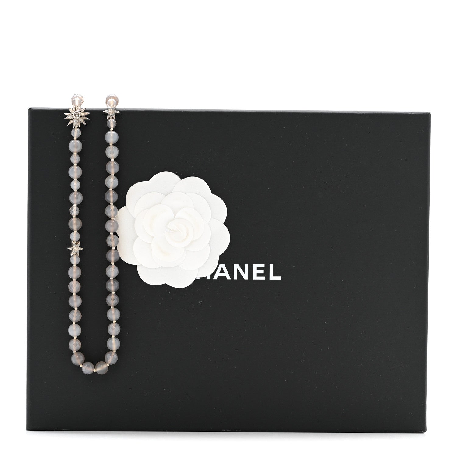 Chanel Crystal Beaded Star CC Long Necklace Silver 6 of 6