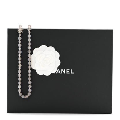 Chanel Crystal Beaded Star CC Long Necklace Silver 6 of 6