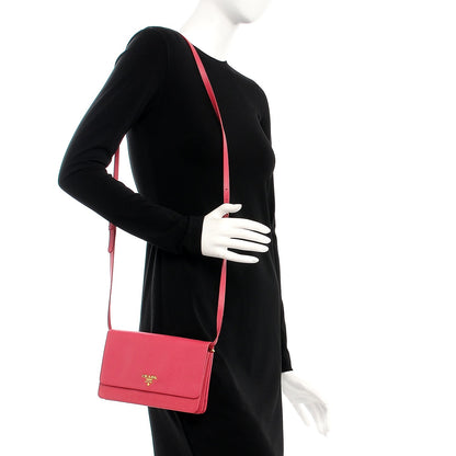 Prada Saffiano Metal Flap Wallet Peonia 2 of 9