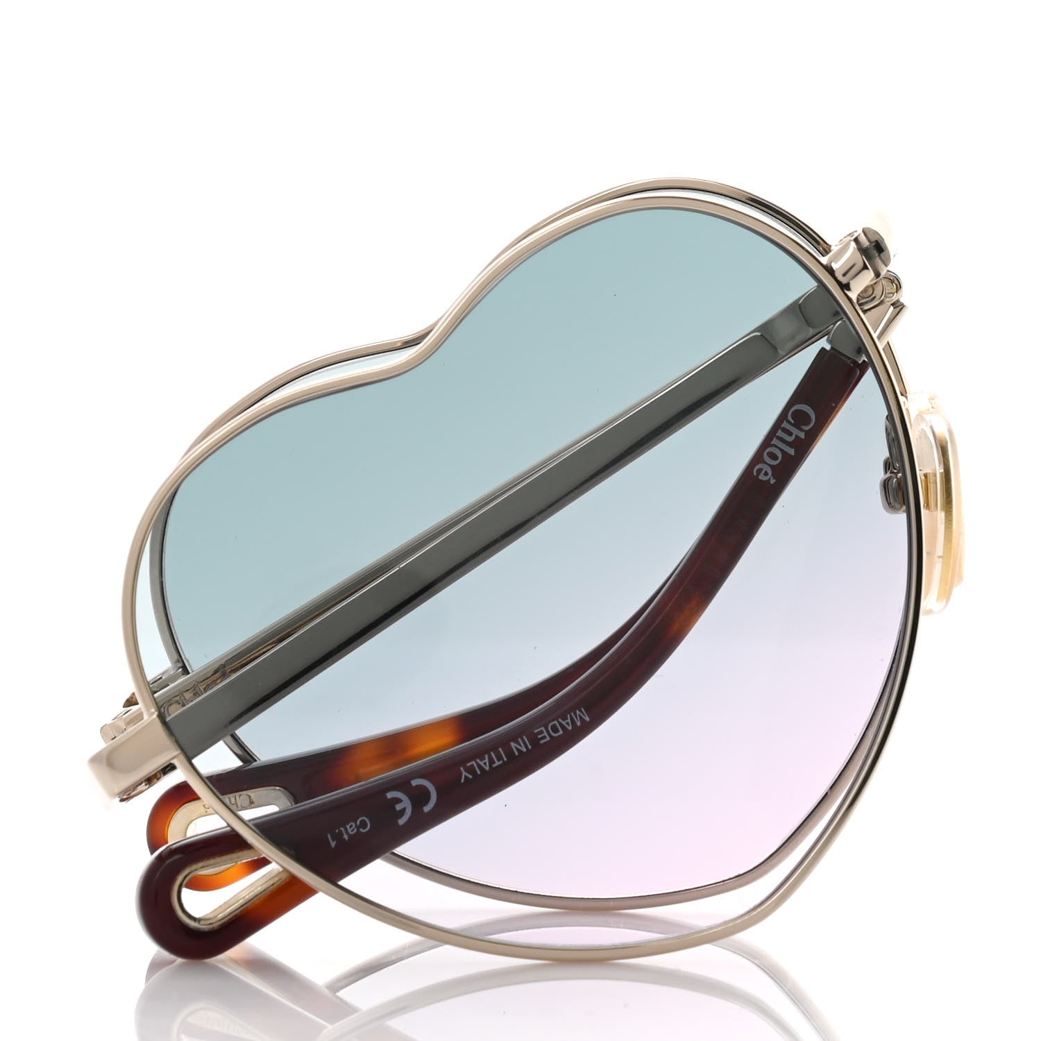 Chloe Metal Heart Folding Sunglasses CH0071S Gold 8 of 9