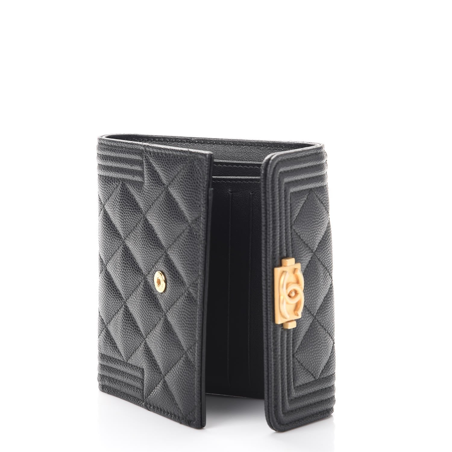 Chanel Caviar Quilted Compact Boy Wallet Black 6 of 9