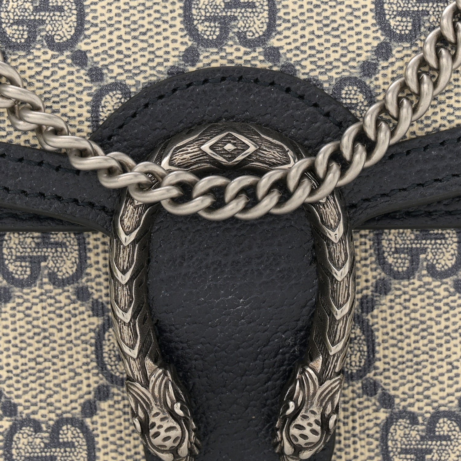Gucci GG Supreme Monogram Textured Dollar Calfskin Super Mini Dionysus Shoulder Bag Beige Blue 7 of 10