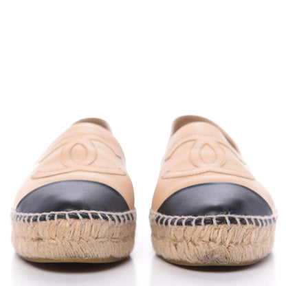 Chanel Lambskin CC Espadrilles 38 Beige Black 2 of 10