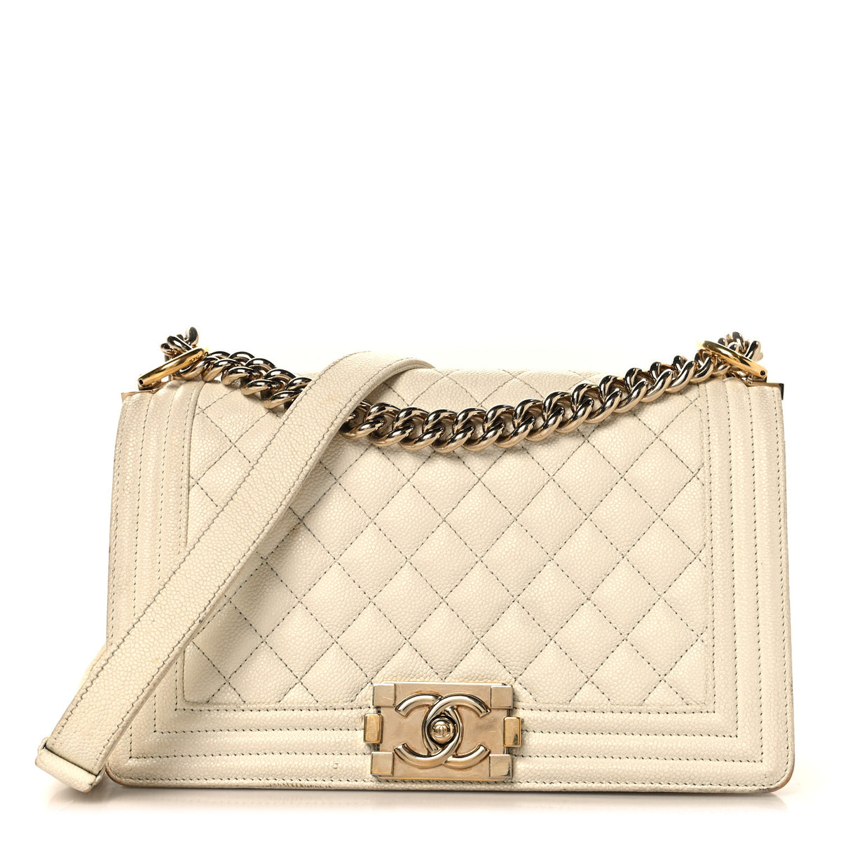 Chanel Caviar Quilted Medium Boy Flap White 1 of 14