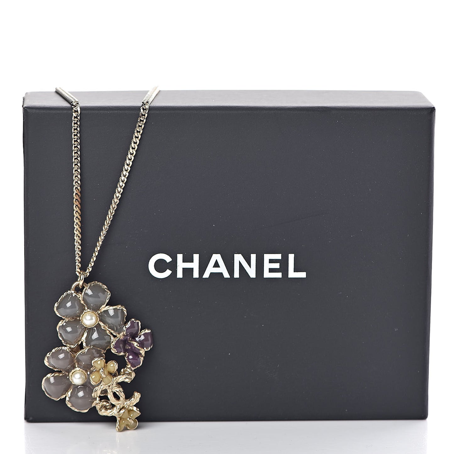 Pearl CC Camellia Flower Necklace Gold