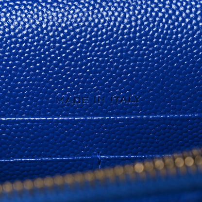 Saint Laurent Grain De Poudre Matelasse Chevron Monogram Envelope Chain Wallet Blue Majorelle 6 of 8
