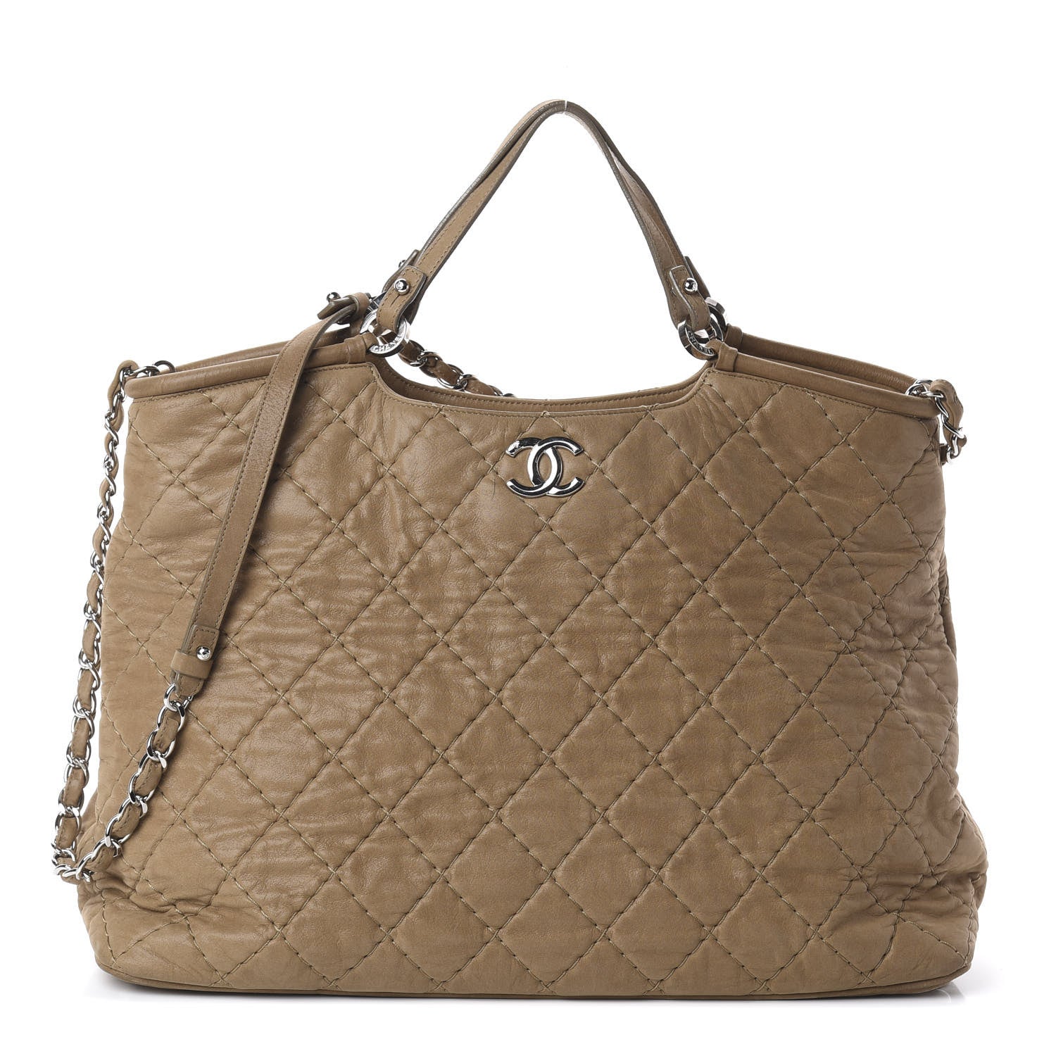 Chanel Iridescent Calfskin Quilted Large Sea Hit Tote Beige 1 of 9